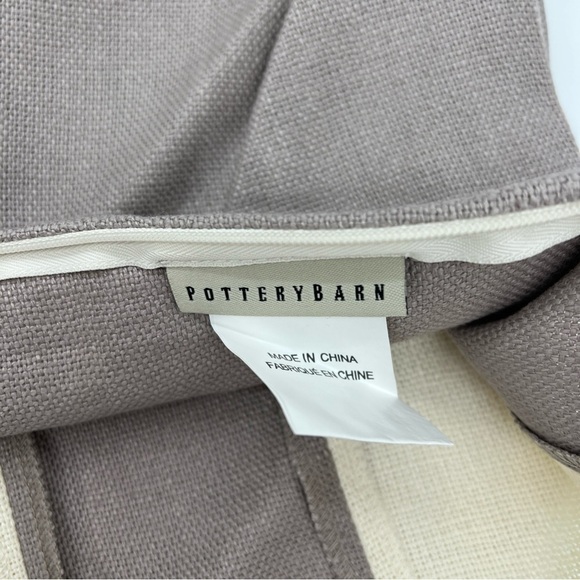 Pottery Barn Taupe And Cream Awning Stripe Linen 20x20 Pillow Cover NWOT - Picture 4 of 7